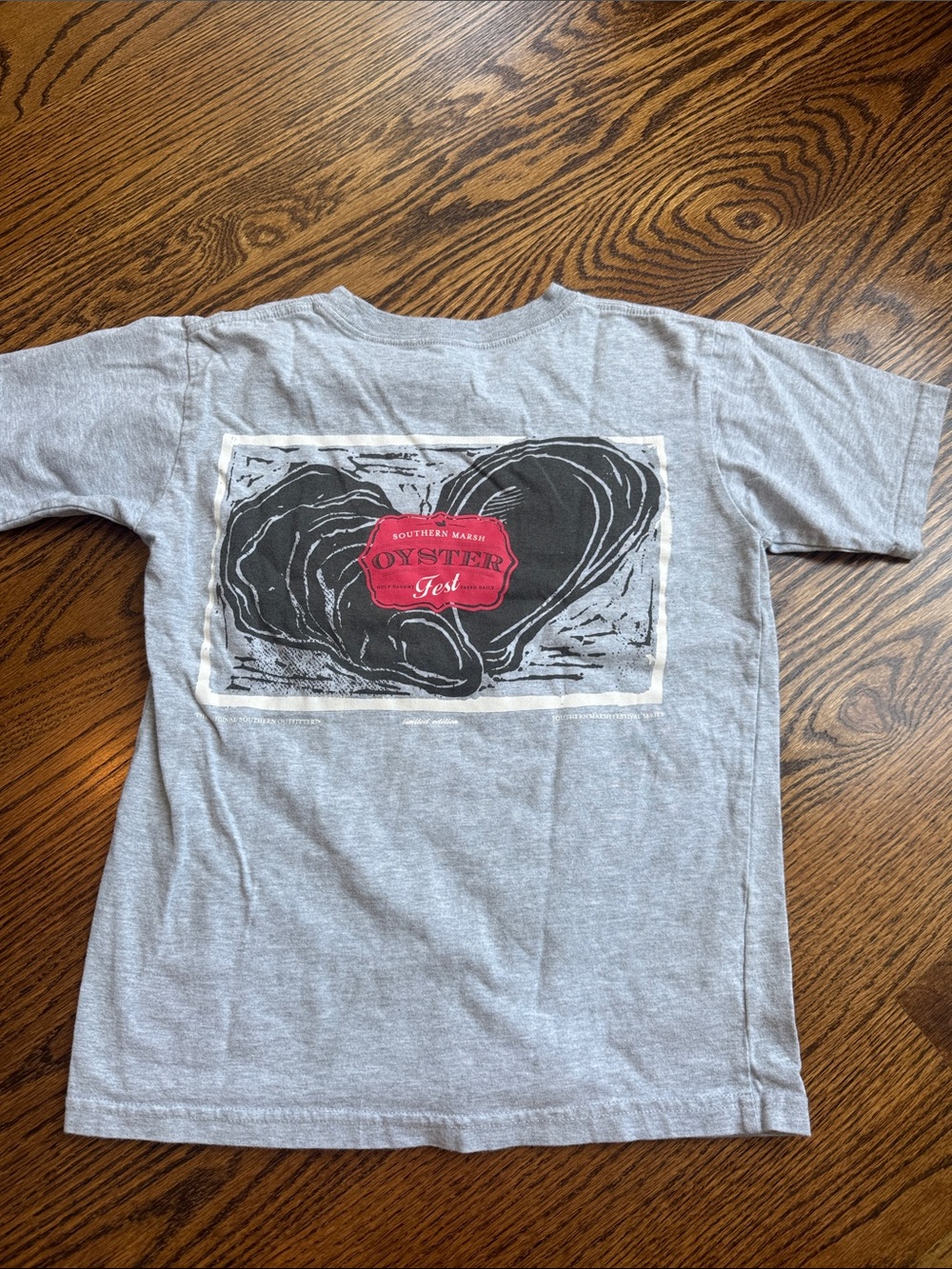 Simply Southern Light Gray Oyster Fest Tee with Red Accent
